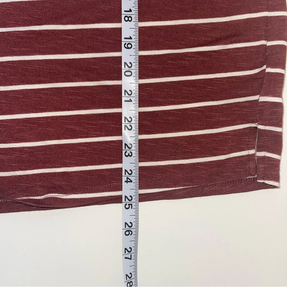 Maurices 24/7 Flawless Rust Red & White Striped Boyfriend Crop Tee Small Women’s - Picture 8 of 11